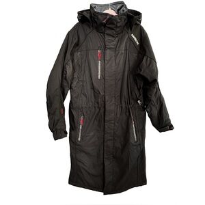 KARBON Radon Men’s Full Length Coat, jacket, Black, Warm, Hood, Size M, EUC